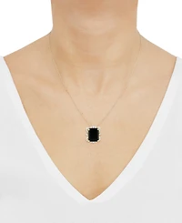 Macy's Blue Topaz (2-1/10 ct. t.w.) and Diamonds Necklace 14k Yellow Gold (also available Onyx Amethyst)
