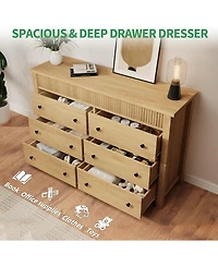 gaomon 6 Drawer Dresser for Bedroom, Wooden Fluted Chest of Drawers, Modern Storage Organizer for Living Room