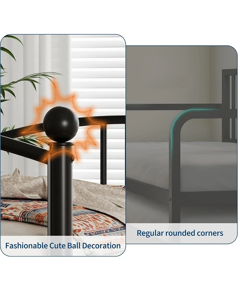 gaomon Twin Metal Daybed, Sofa Bed Frame with Arched Headboard, Guest Steel Slat Support, No Box Spring Required