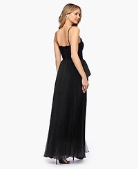 Betsy & Adam Women's Pleated Square Neck Ball Gown