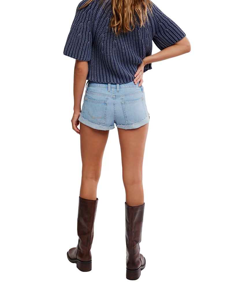 Free People Women's Cali Cuffed Mid-Rise Shorties