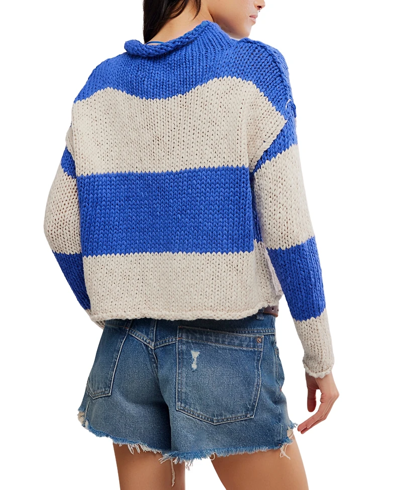 Free People Women's Opal Rugby Stripe Rolled Neck Sweater
