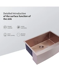 flynama huluwat Rose Gold Farmhouse Kitchen Sink Stainless Steel Apron Front 16 Gauge