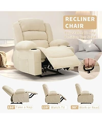 gaomon Recliner Chair, Comfy Overstuffed Chair with 3 Reclining Positions, 2 Side Pockets, 2 Front Pockets