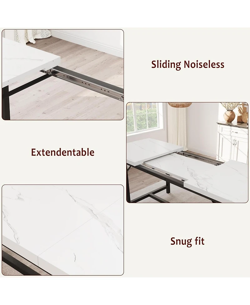 gaomon Extendable Dining Table Set for 4-6 Rectangle Large Extendable Kitchen Table with 2 Upholstered Benches