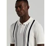 Perry Ellis Men's Stripe Zip Polo Shirt