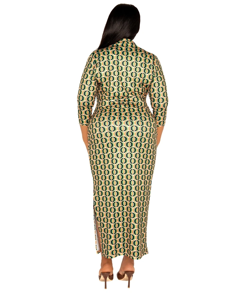 Draft - Buxom Couture Plus Geometric Print Bodycon Midi Dress