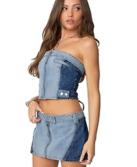 Edikted Women's Reni Contrast Denim Zip Up Corset