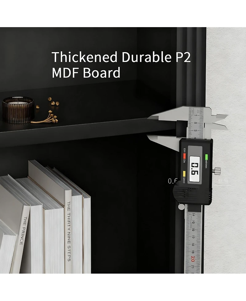 Yigii 5-Shelf Wood Bookshelf for Library, Bedroom, Living Room