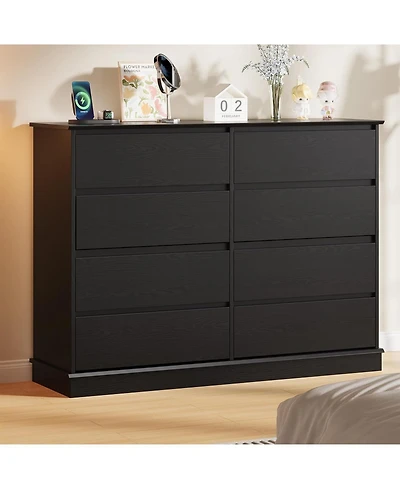 gaomon 8 Drawer Storage Chest, Large Double Dresser with Deep Drawers and Wide Top, Horizontal Wooden Organizer for Living Room