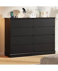gaomon 8 Drawer Storage Chest, Large Double Dresser with Deep Drawers and Wide Top, Horizontal Wooden Organizer for Living Room