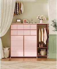 gaomon Large Clothes Storage Rack 16-Drawer & 2-Tier Shelves - Space Saving Freestanding Wardrobe for Small Bedroom/Apartment | No Assembly Needed