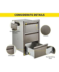 gaomon Outdoor Kitchen Drawers D Flush Mount Triple Drawers, Stainless Steel Drawer for Outdoor Kitchen Island