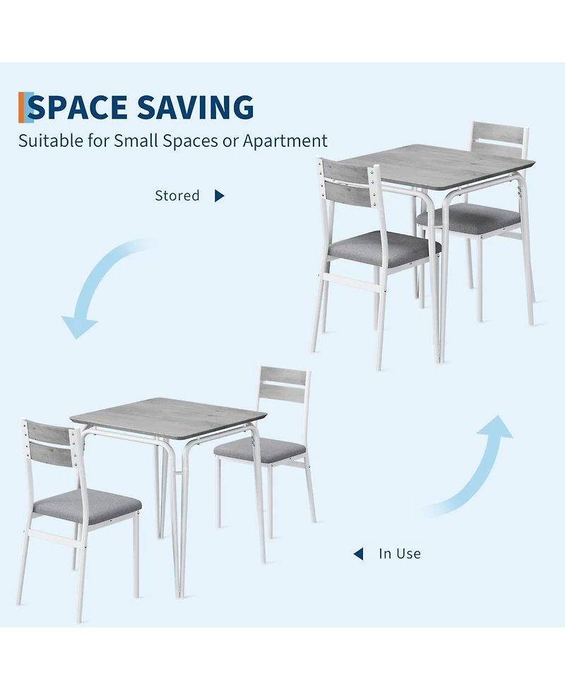 gaomon Dining Table for 2 Small Table and Chairs Set of 2 Square Dinette Set for 2 3 Piece Kitchen and Dining Room Sets for Small Space