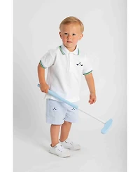 Florence Eiseman Toddler Boy Knit Polo With Golf Clubs