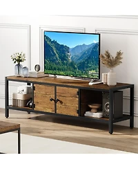 gaomon 58" Wooden Farmhouse Tv Stand for Bedroom, Fits 65" TVs, Cabinet with Open Storage Shelves