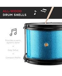 Best Choice Products Kids Beginner 3-Piece Drum, Musical Instrument Set w/ Sticks, Cushioned Stool, Drum Pedal