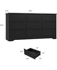 Gaomon Wooden Dresser with 9 Drawers, Tall Modern Closet with Deep Storage, Large Chest of Drawers with Wide Top