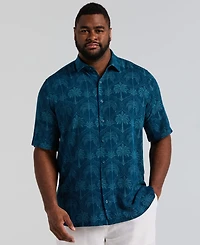 Cubavera Men's Big & Tall Medallion Palm Print Shirt