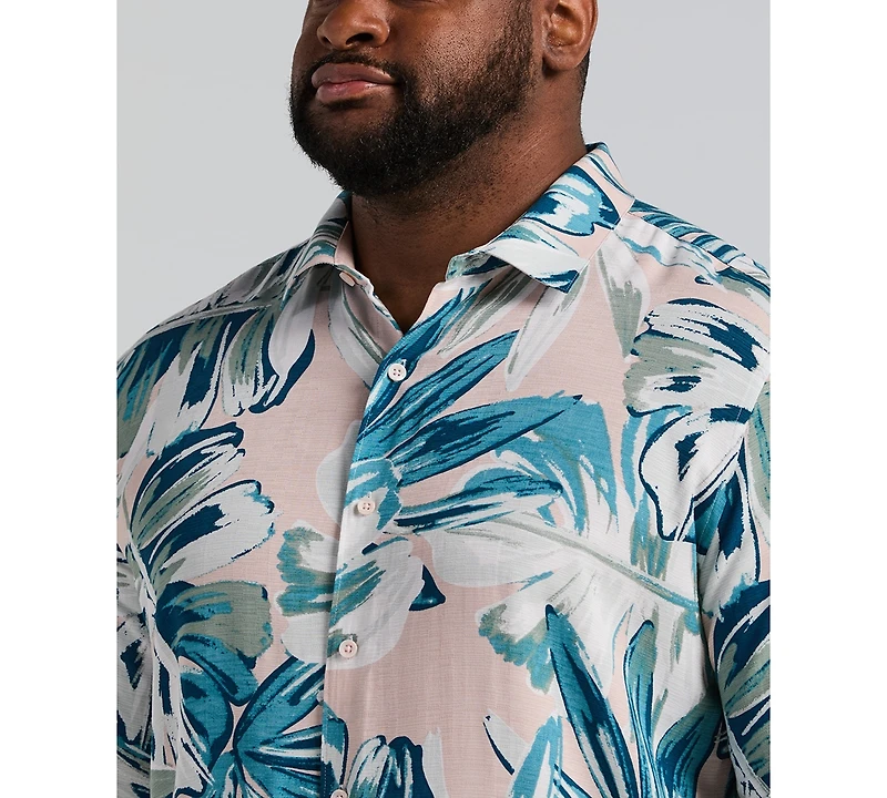 Cubavera Men's Big & Tall Leaf Print Short-Sleeve Shirt