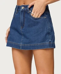 Edikted Women's Felica High Rise Denim Mini Skort