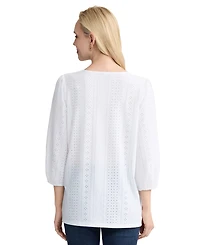 Jones New York Petite 3/4-Sleeve Round Neck Top