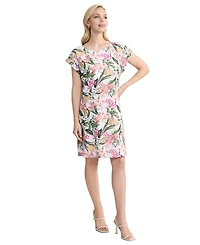 Jones New York Petite Printed Crewneck Short Dress