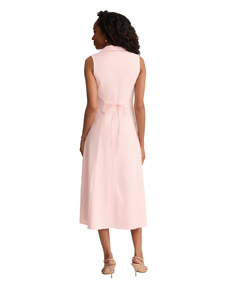 Jones New York Petite Sleeveless Collared Maxi Shirt Dress