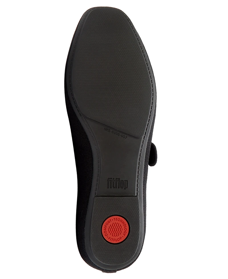 FitFlop Women's Delicato Wave Edge Canvas Mary Jane Flats