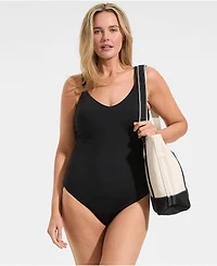 Lands' End Women's V-Neck High Leg Strappy Back One Piece