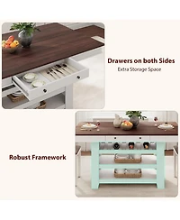 gaomon 60" Counter Height Dining Table for 4, Farmhouse Rectangular Tall Bar Height Kitchen Dining Table & Thick Table Top, with Deepened Wine Ra