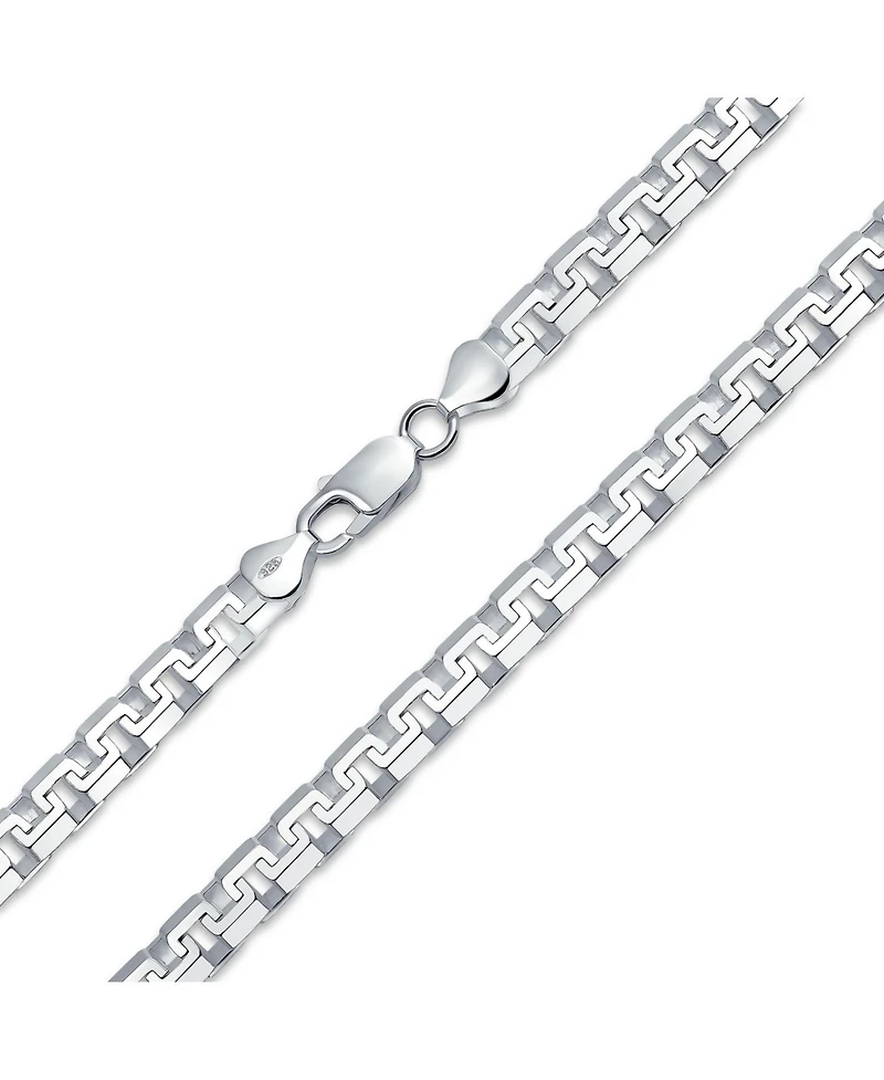 Bling Jewelry Heavy Solid 7MM Fancy Franco Square Chain Necklace Greek-Key Design Sterling Silver 20 Inch