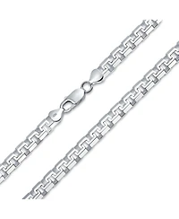 Bling Jewelry Heavy Solid 7MM Fancy Franco Square Chain Necklace Greek-Key Design Sterling Silver 20 Inch