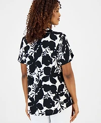 Jm Collection Petite Regal Wallpaper V-Neck Top, Macy's Exclusive