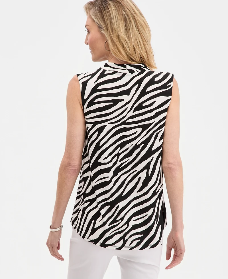 Jm Collection Petite Lush Zebra Printed V-Neck Knit Top, Macy's Exclusive