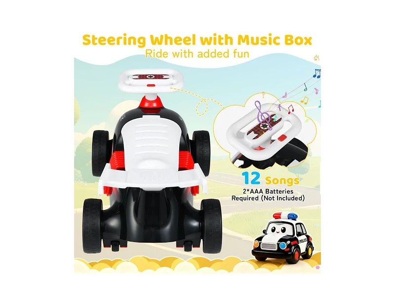 Slickblue Toddler Ride On Car with Music and Storage Compartment