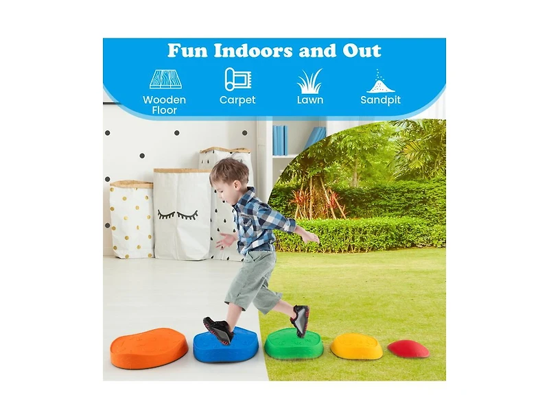 Slickblue 5-Piece Kids Round Stepping Stones Stackable Indoor Outdoor