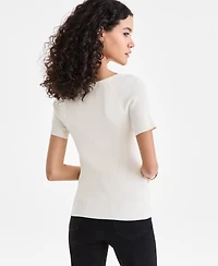 I.n.c. International Concepts Women's Short-Sleeve Rib Knit Sweater