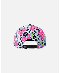 Deux par Deux Girl Cap Floral and Leopard Print