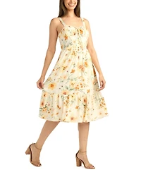 Bcx Women's Printed Sweetheart Neck Midi Dress