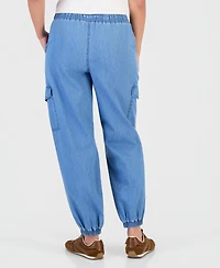 Madden Girl Juniors' Chambray Cargo Jogger Pants