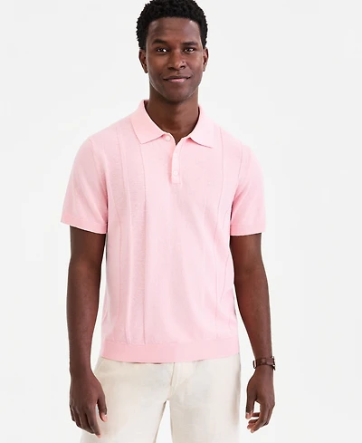 Club Room Men's Short-Sleeve Linen and Cotton Engineer Sweater, Macy's Exclusive