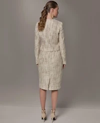 Donna Karan New York Womens Cropped Button Front Jacket Knee Length Skirt