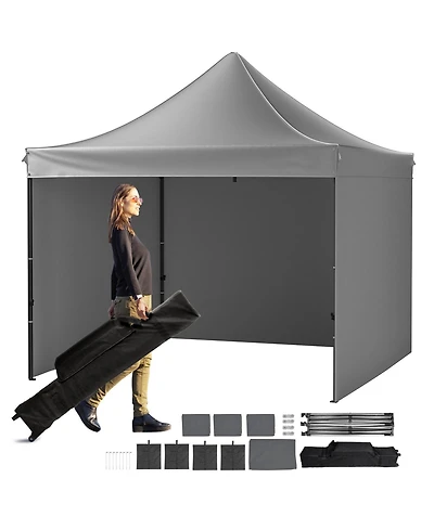 Mecale 10 x 10 ft Pop-Up Canopy with Removable Sidewalls, Portable Instant Gazebo with Wheeled Bag, Uv Resistant Waterproof