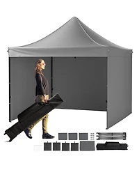 Mecale 10 x 10 ft Pop-Up Canopy with Removable Sidewalls, Portable Instant Gazebo with Wheeled Bag, Uv Resistant Waterproof