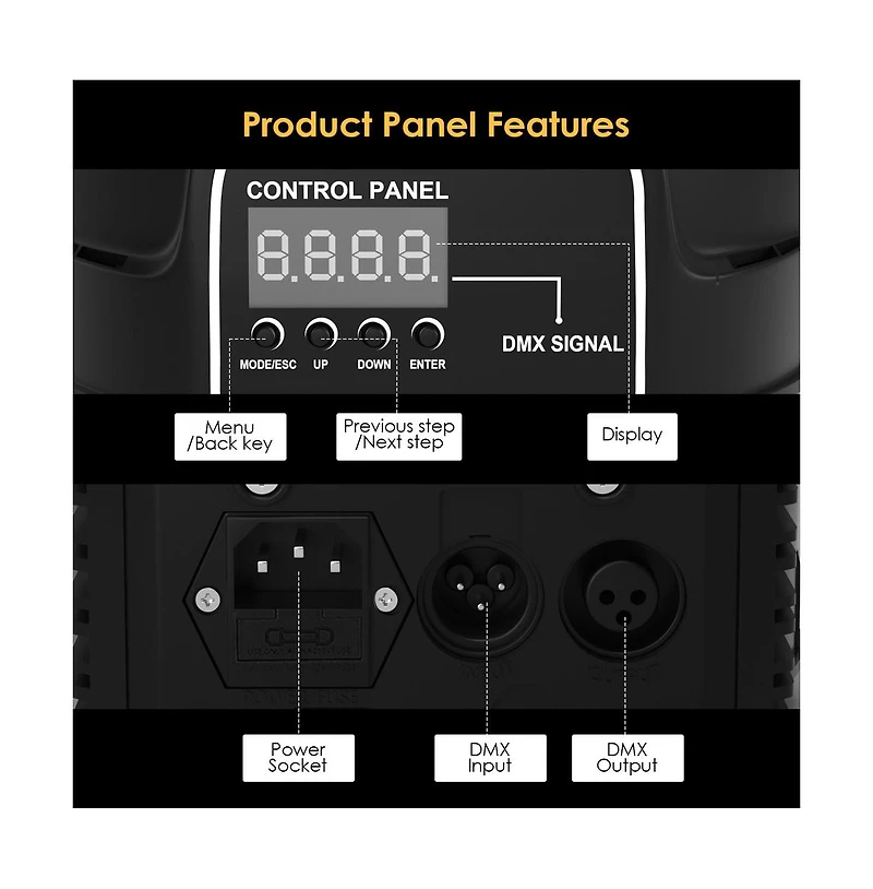 Artudatech 70W Rgbw Mini Moving Head Stage Light with Built-in Shows, Sound and Dmx Control