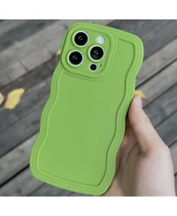 Auramma Green Plain Wavy iPhone 14 Pro Case