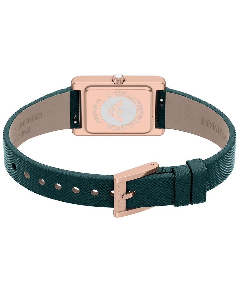 Emporio Armani Women's Quartz Two-Hand Green Leather Watch, 32mm