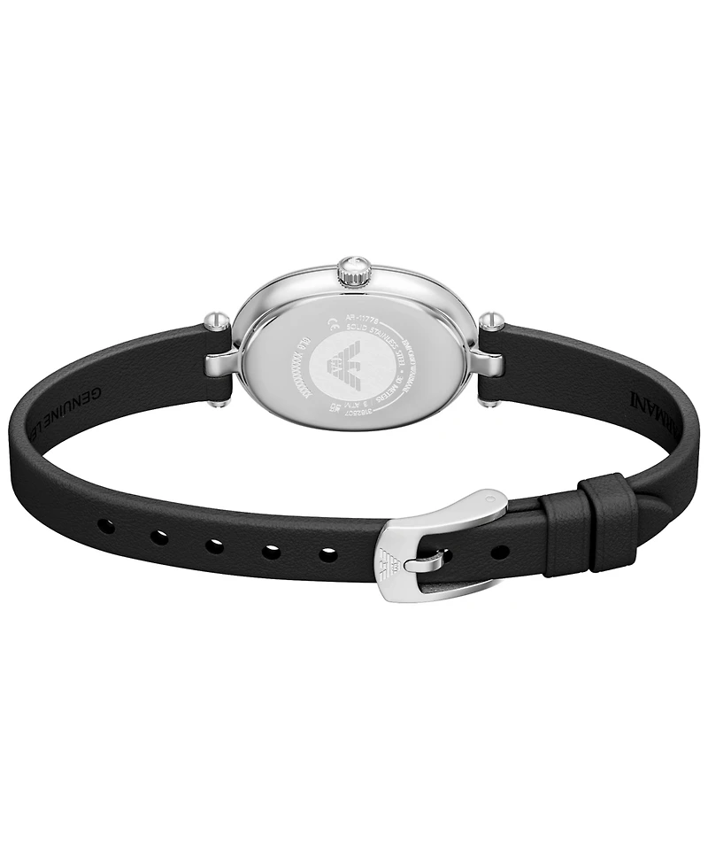 Emporio Armani Women's Quartz Two-Hand Black Leather Watch, 28mm
