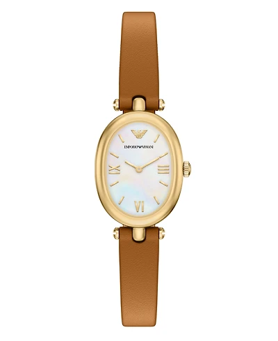 Emporio Armani Women's Quartz Two-Hand Brown Leather Watch, 28mm
